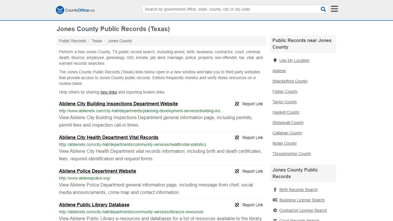 Public Records - Jones County, TX (Business, Criminal, GIS, Property ...